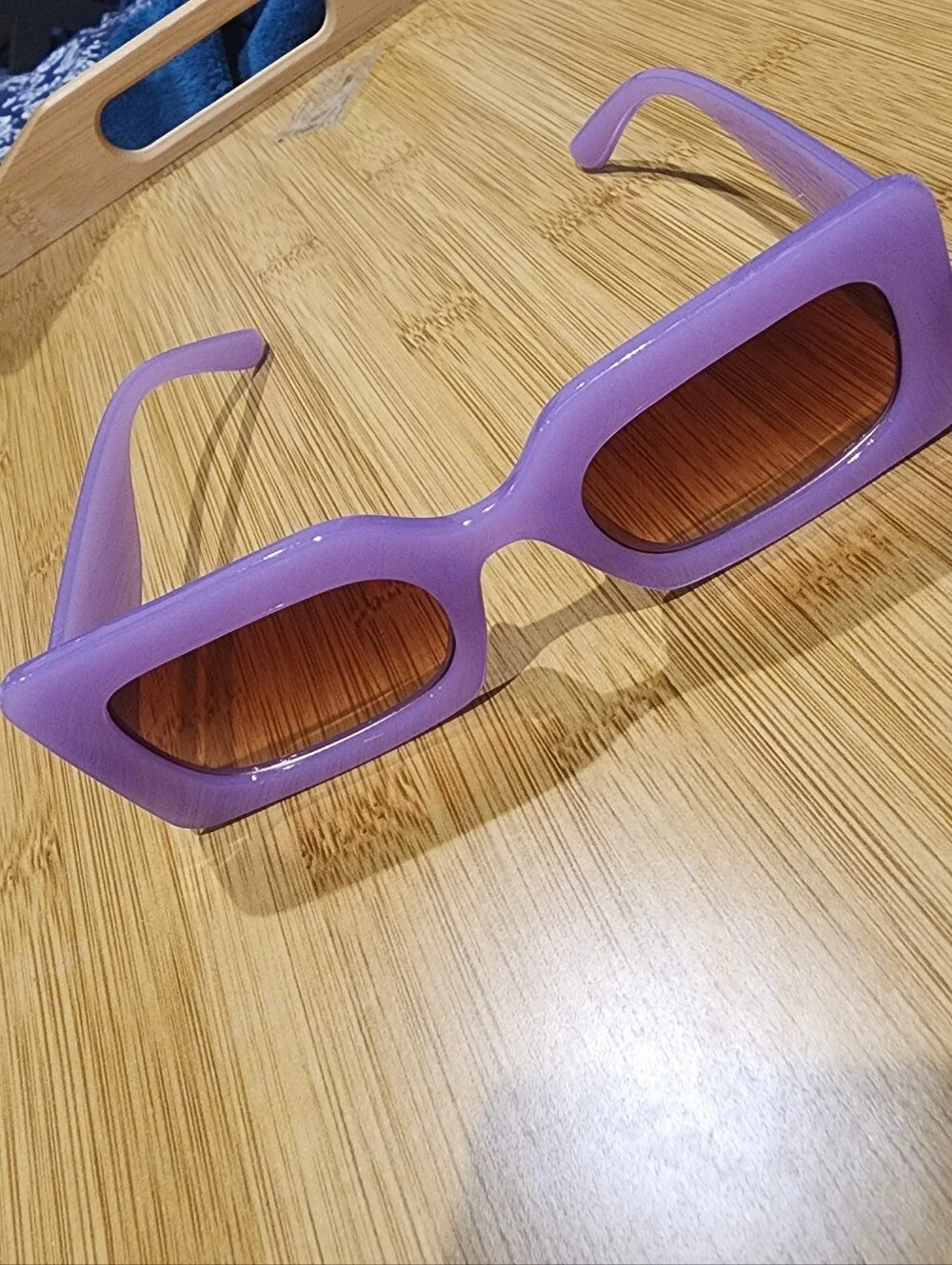 Purple Rectangular Fashion Sunglasses - Women's Accessories